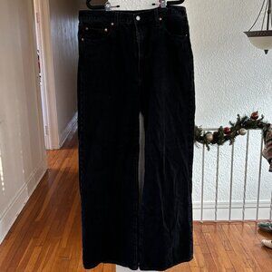 Levi's Ribcage Wide Leg Jeans Black 33x34